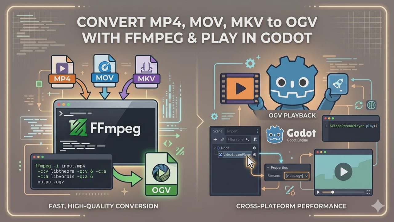 How to Convert MP4, MOV, MKV to OGV with FFmpeg and Play in Godot